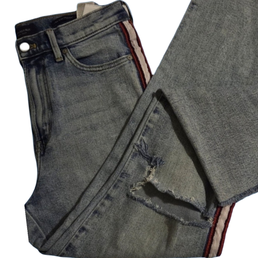 Banana Republic High Rise Straight Jeans‎ Side Stripe Distressed Size 6 - Picture 3 of 7